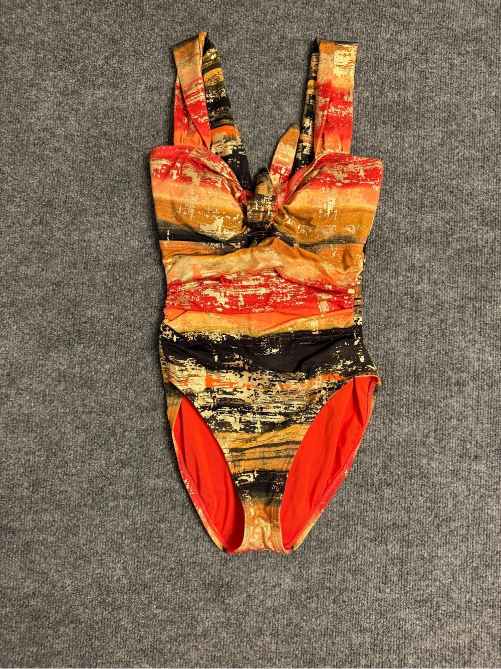 Carmen Marc Valvo Girls One-Piece Swimsuit in Red, Orange & Black